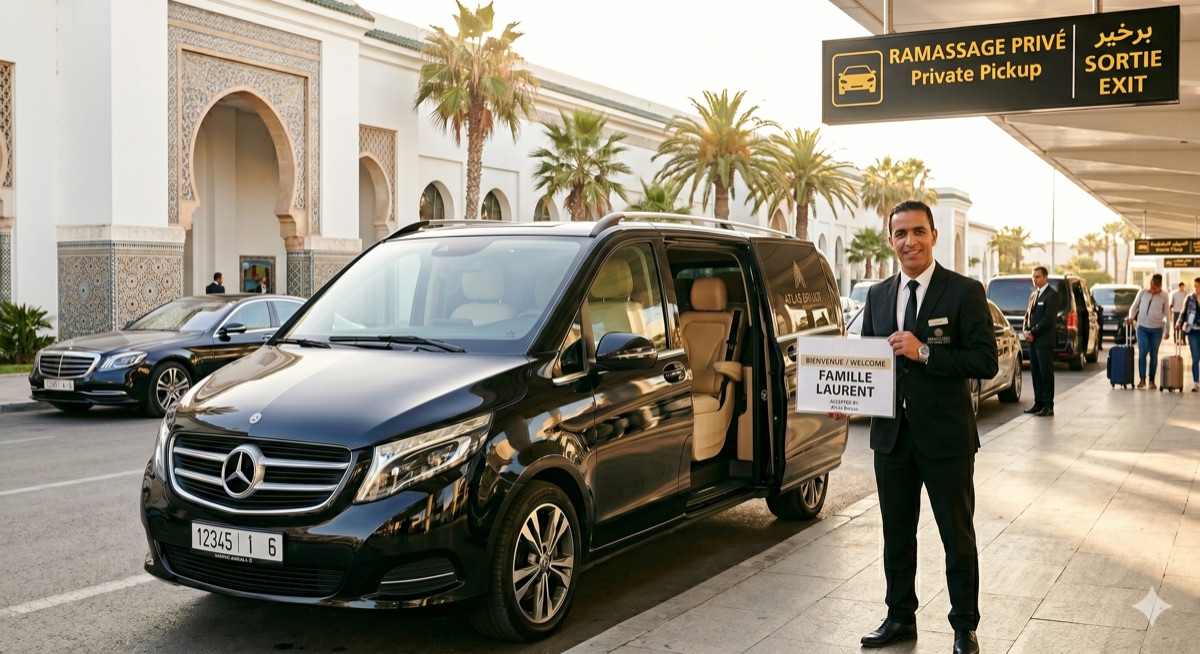 Van Mercedes Classe V noir avec chauffeur à l'aéroport — Atlas Driver